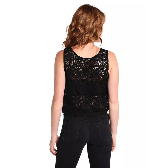 BB Dakota Women's Tasia Eyelet Faux Suede Black Top - Medium - New With Tags - Picture 2 of 11